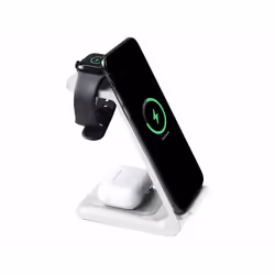 Station de chargement sans fil 3 en 1 pour iPhone Apple Watch AirPods - coloris blanc