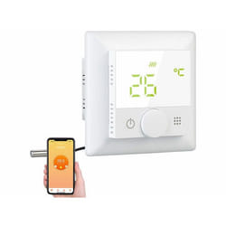 Thermostat connecté pour chauffage au sol avec capteur externe blanc