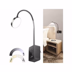 Lampe LED - Lunartec - Col de cygne - USB A/C - Intensité variable - Noir
