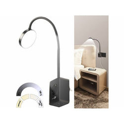 Lampe LED - Lunartec - Col de cygne - USB A/C - Intensité variable - Noir