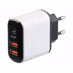 Chargeur secteur USB - Revolt - 2 ports - 18 W - Quick Charge - Écran LED blanc