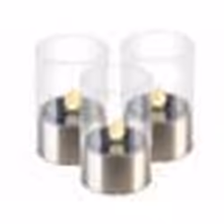 Photophore solaire - Lunartec - Lucy - 3 pièces - LED effet flamme - Blanc chaud - Verre