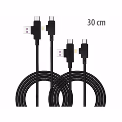 Câbles USB-A/USB-C vers USB-C/Lightning - Callstel - 30 cm - Charge rapide - Transfert de données - Nylon