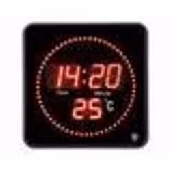Horloge digitale radio-pilotée ROUGE avec température