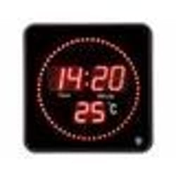 Horloge digitale radio-pilotée ROUGE avec température