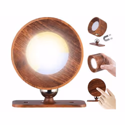 Applique murale - Lunartec - Rechargeable - LED CCT - Intensité variable - Design noyer