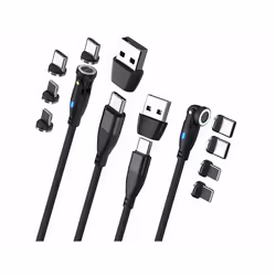 2 câbles magnétiques USB-C / USB-A vers USB-C / Lightning avec 4 connecteurs