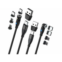 2 câbles magnétiques USB-C / USB-A vers USB-C / Lightning avec 4 connecteurs