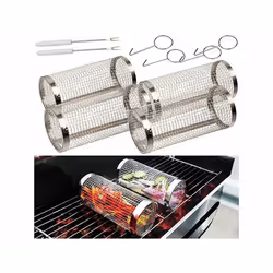 4 paniers de cuisson pour barbecue en acier inoxydable