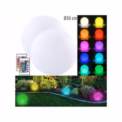 2 boules lumineuses sans fil télécommandées avec LED RVBB – Ø 30 cm