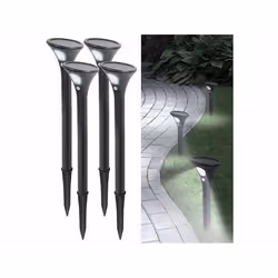 4 bornes lumineuses solaires avec capteur de mouvement - blanc froid