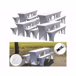 Housses extensibles pour tables et bancs - INFACTORY - Blanc - Protection - Lavable - 12 pièces