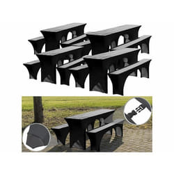 12 housses élastiques pour tables et bancs - coloris anthracite