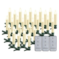 Bougies LED à piles télécommandées - LUNARTEC - Effet flamme vacillante - Blanc crème - Extérieur - 30 pièces