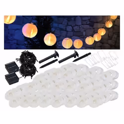 Guirlandes LED solaires - LUNARTEC - 50 lampions - 10m - Blanc chaud - Extérieur - Solaire