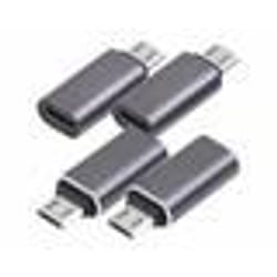 Adaptateurs USB-C vers Micro-USB - Pearl - 4 pièces - USB 2.0 - 480 Mbps - Aluminium noir