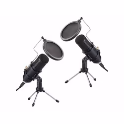 Microphones à condensateur USB - Deluxe - MC-210 - 2 pièces - Haute sensibilité - Noir