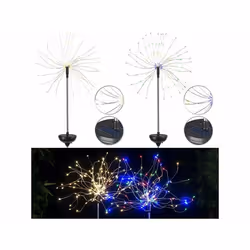 Décorations lumineuses solaires à effet feu dartifice - 120 LED