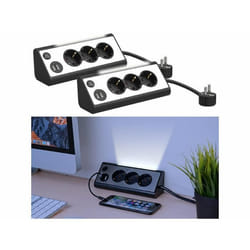 Multiprise dangle REVOLT - 3 prises 2 ports USB et veilleuse LED