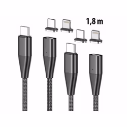 Câble USB-C vers USB-C et Lightning - Non spécifié - 180 m - Quick Charge - Recharge rapide - Nylon