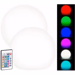 2 boules lumineuses à LED solaires télécommandées RVBB / 60 lm / IP67 / Ø 20 cm