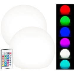 2 boules lumineuses à LED solaires télécommandées RVBB / 60 lm / IP67 / Ø 20 cm