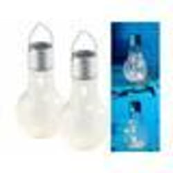 Ampoule solaire à LED - Lunartec - 2 ampoules - Verre craquelé - 8 LED blanc chaud - Extérieur