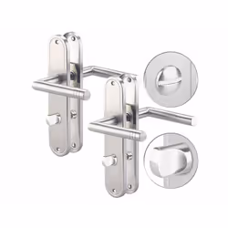 Poignées de porte - AGT - Modèle avec verrou - Acier inoxydable - Plaques longues - Design moderne