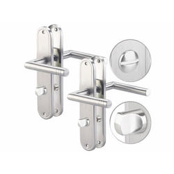 Poignées de porte - AGT - Modèle avec verrou - Acier inoxydable - Plaques longues - Design moderne