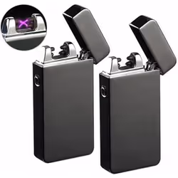 2 briquets électroniques USB à double arc électrique - Noir