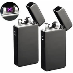 2 briquets électroniques USB à double arc électrique - Noir