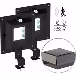 Lampe solaire à LED pour gouttière - Lunartec - Noir - Détecteur de mouvement PIR - 160 lm / 2 W