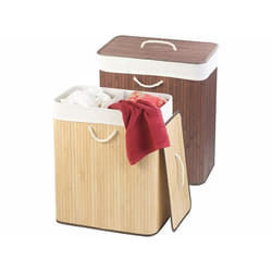 Corbeille à linge - INFACTORY - 100 L - 2 compartiments - Marron - Élégante