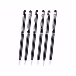 Stylo à bille 2 en 1 - Non spécifié - Ultra fin - Noir - Pack de 6 - Rétractable