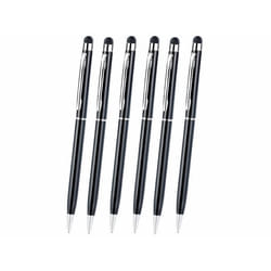 Stylo à bille 2 en 1 - Non spécifié - Ultra fin - Noir - Pack de 6 - Rétractable