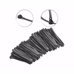 Attache-câbles AGT - 200 colliers de serrage réutilisables - Noir - 150 x 76 mm - Simple - Collier monofil