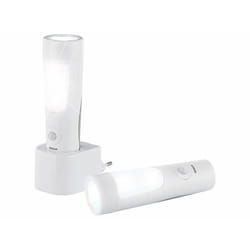 Veilleuse et lampe de poche 2 en 1 - LUNARTEC - Rechargeable USB - 15 LED - 6 LED - Design contemporain