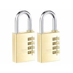 Cadenas à code - Laiton - 4 chiffres - Lot de 2 - 38 mm - Double verrouillage