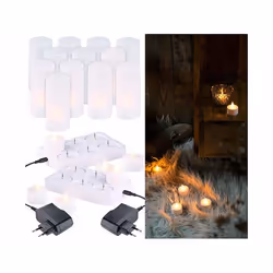 12 bougies plates à LED effet flamme scintillante