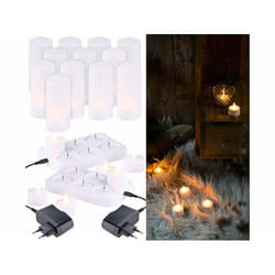 12 bougies plates à LED effet flamme scintillante