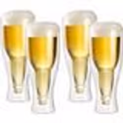 Verres à bière à double paroi - Infactory - 20 cl - Lot de 4 - Compatible lave-vaisselle - Verre