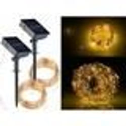 Guirlande lumineuse solaire - Lunartec - 20m - 200 LED - Blanc chaud - Résistante aux intempéries