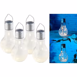 Ampoule solaire à LED - Lunartec - Lot de 4 - Verre craquelé - Blanc chaud - 17 x 9 cm