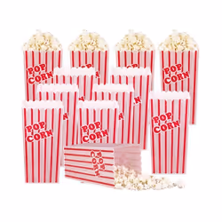 Seaux réutilisables - INFACTORY - Pop-corn - 2 L - Blanc avec bandes rouges - Plastique (PP)