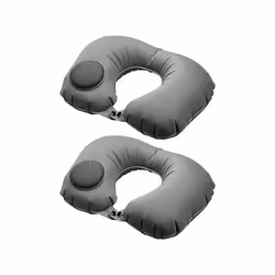 Coussin de nuque gonflable - PEARL - Lot de 2 - Gris - Déhoussable - Ergonomique