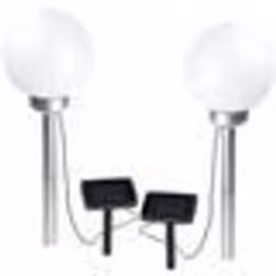 Borne lumineuse - LED - Ø 20 cm - Effet lumineux rotatif - Solaire - Argenté mat et noir
