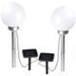 Borne lumineuse - LED - Ø 20 cm - Effet lumineux rotatif - Solaire - Argenté mat et noir