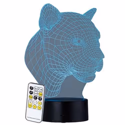 Socle lumineux décoratif à LED - Lunartec - LS-7.3D - Motif Léopard - 7 couleurs - Plastique - Résine