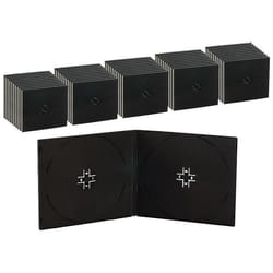 Boîtiers CD doubles - Non spécifié - Ultra-fins 7mm - Couleur noire - Pack de 50 - 2 emplacements