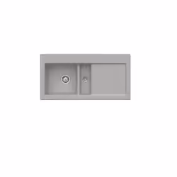 Evier 1 cuve et demi  Subway 60 100 x 51 cm egouttoir a droite Fossile CeramicPlus avec vidage manuel